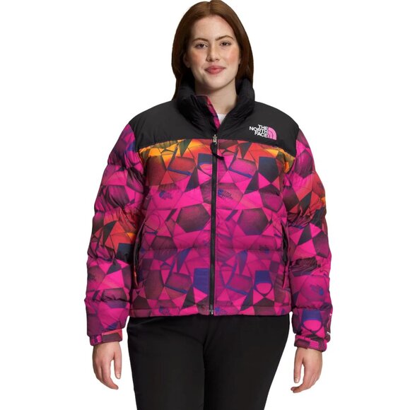 NWT - The North Face 1996 Retro Nuptse Plus Size Down Jacket - 2x - Pink & black - Picture 1 of 7